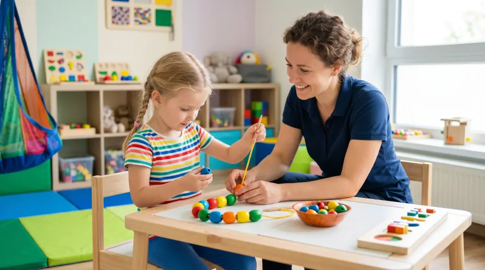 Ergotherapie bei Kindern – Therapeutin und Kind in der Praxis